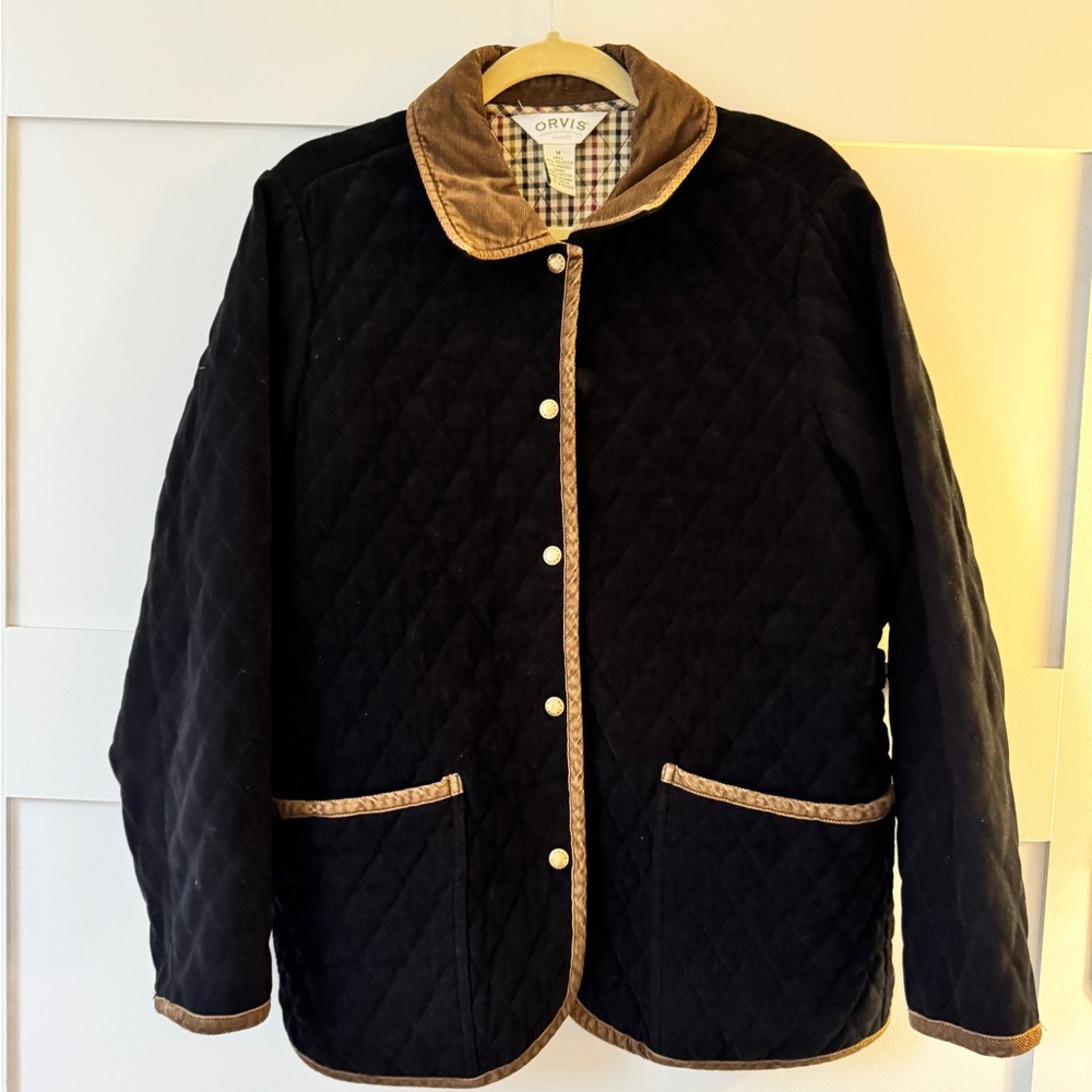Orvis Vintage Quilted Barn Jacket with Tan Trim